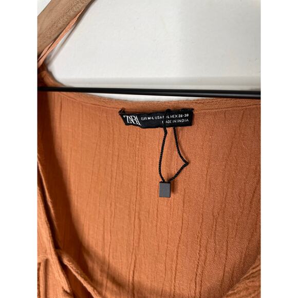 Zara Kaftan Swim Cover Up Dress Size M/L Brown Frayed Flowy Festival Hippie - Picture 9 of 9